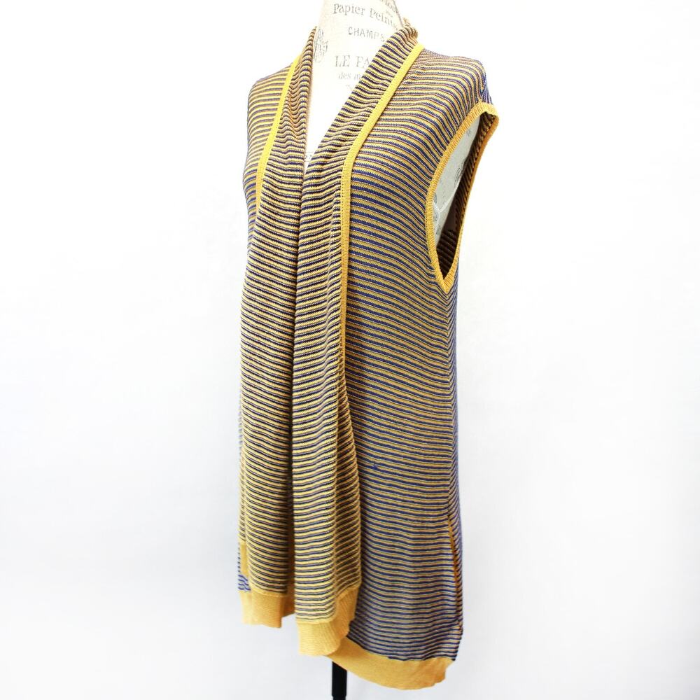 C.Z. Falconer designer striped open front vest cardigan sweater top Medium/Large